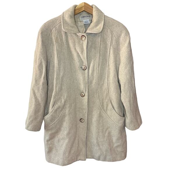 Cabin Creek Vintage Oatmeal Cream Wool Blend Classic Lined Pea Coat Size 14 - Picture 1 of 10